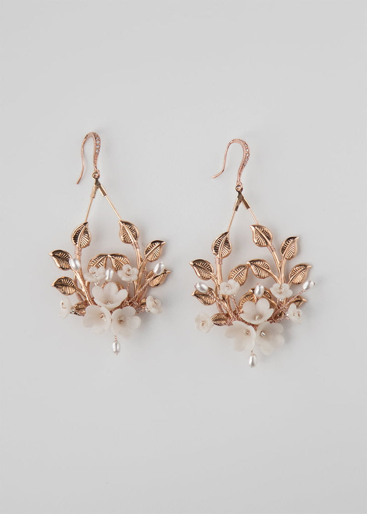 Aemele rose gold bridal earrings