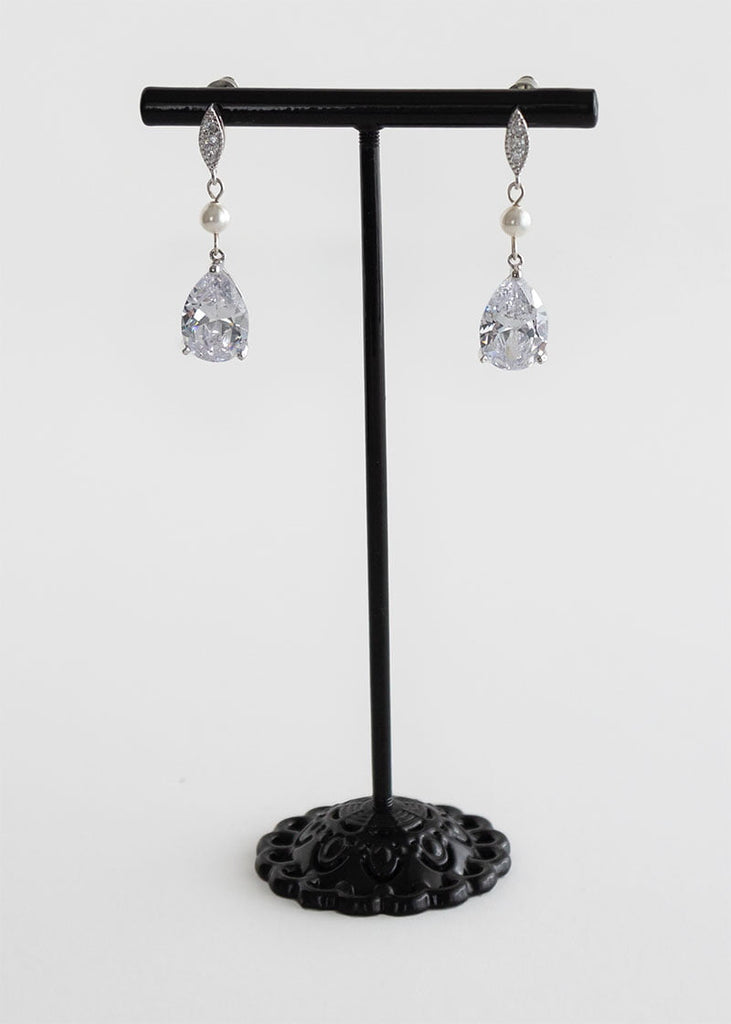 CZ studs with a tear drop shape cubic zirconia drop.