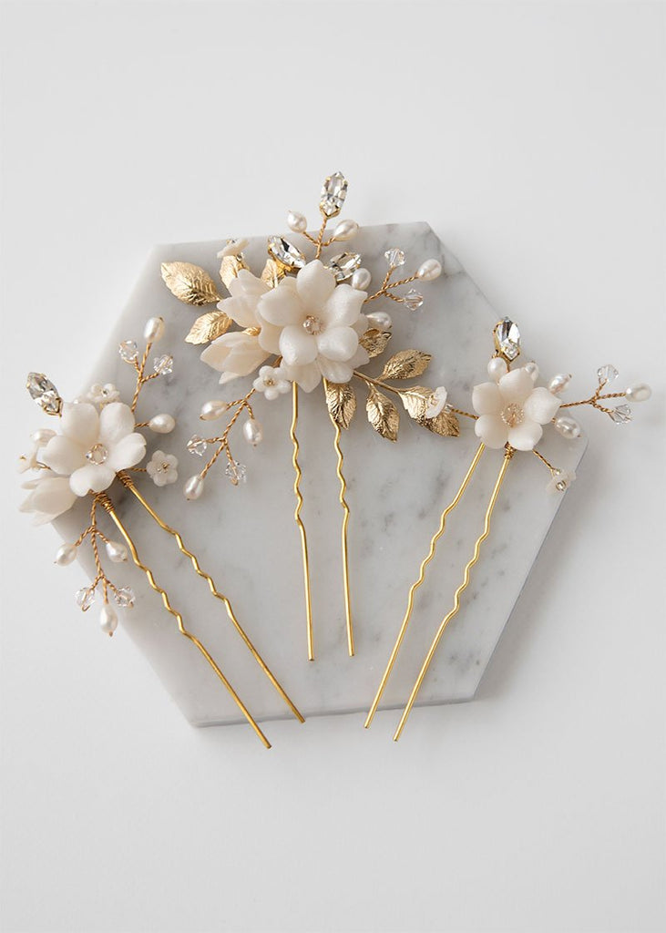 Blaise floral hair pins