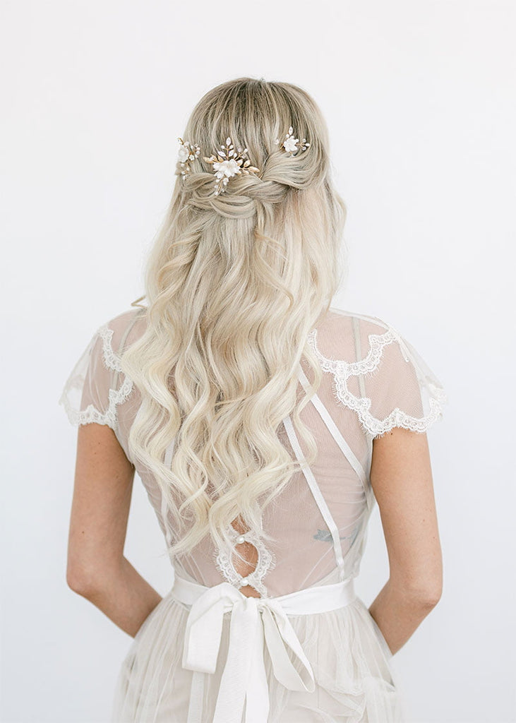 Blaise gold floral hair piece