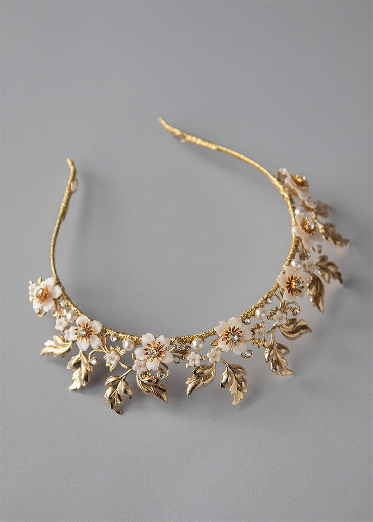 Crown Delphine with flowers and leaves