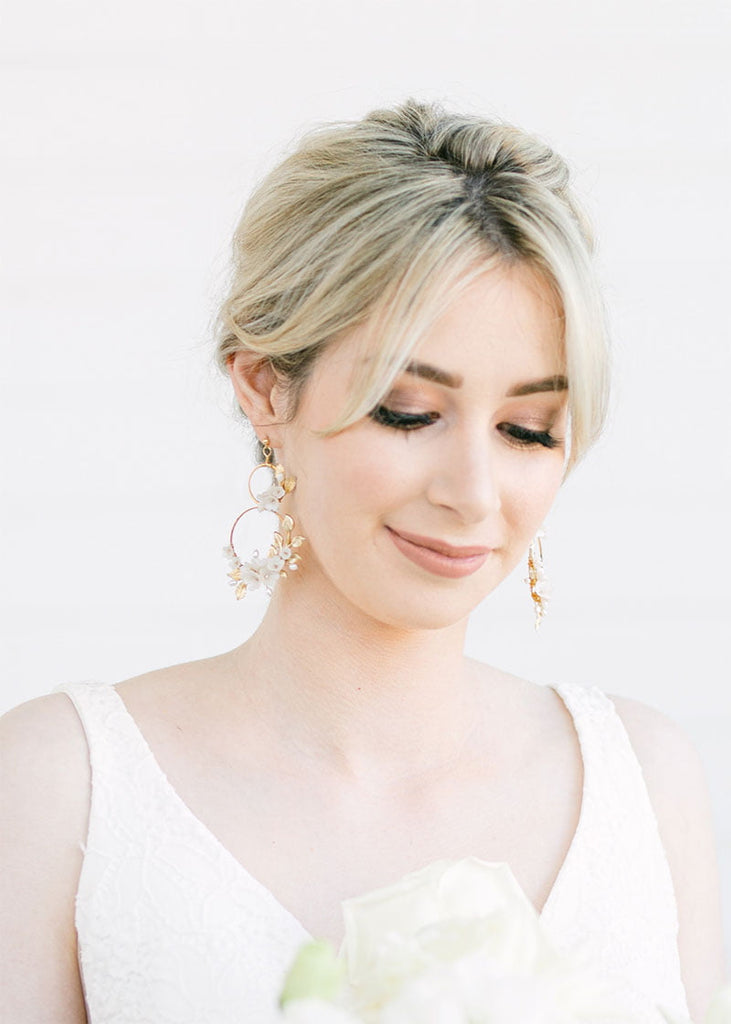 Imogen gold floral bridal earrings