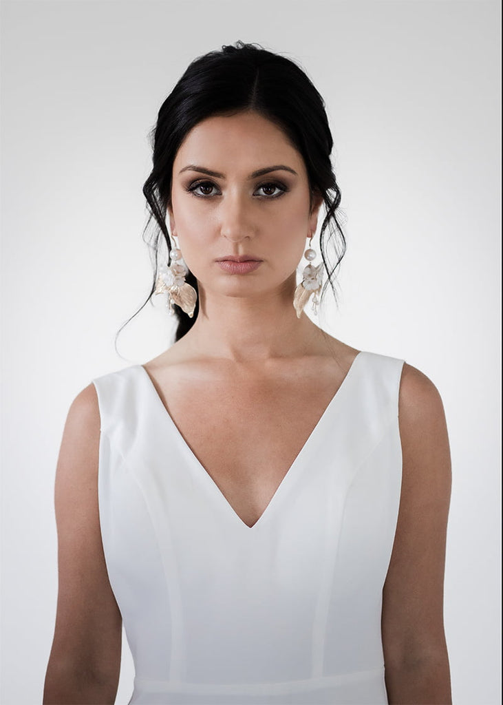 Isabella bridal flower earrings