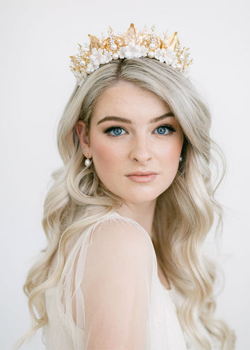 Gold floral wedding crown