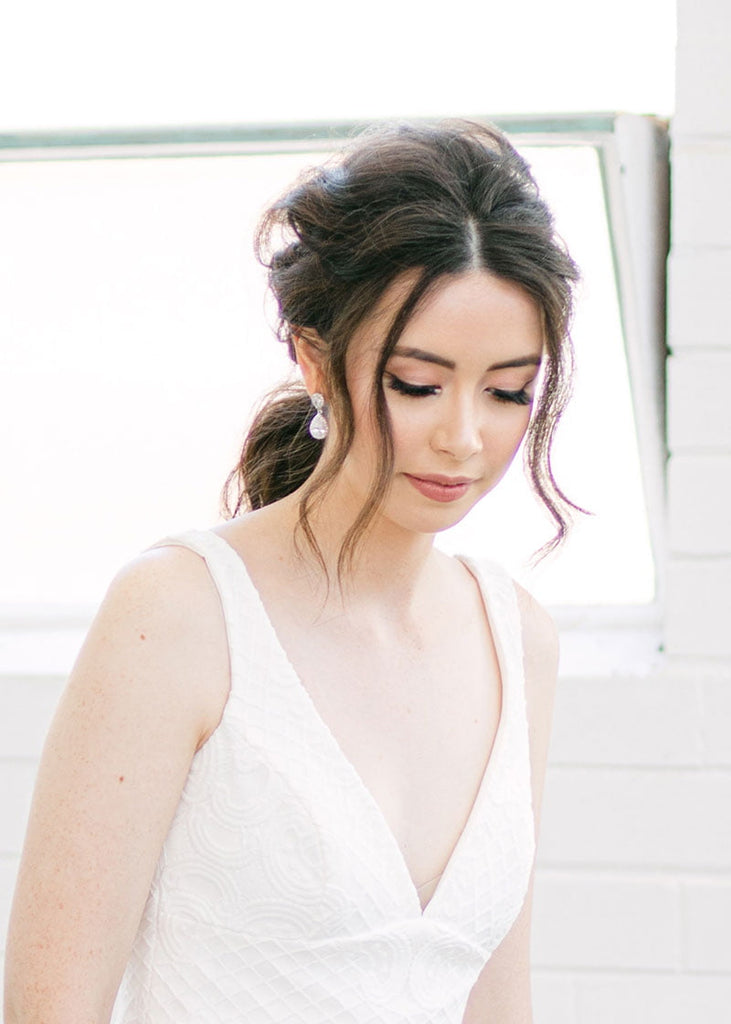 Nicola earrings are a pretty Cubic zirconia pear shape drop design