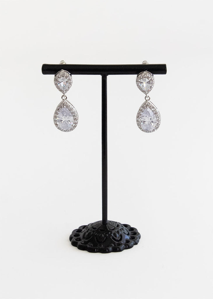 Nicola crystal bridal earrings in a tear drop shape.