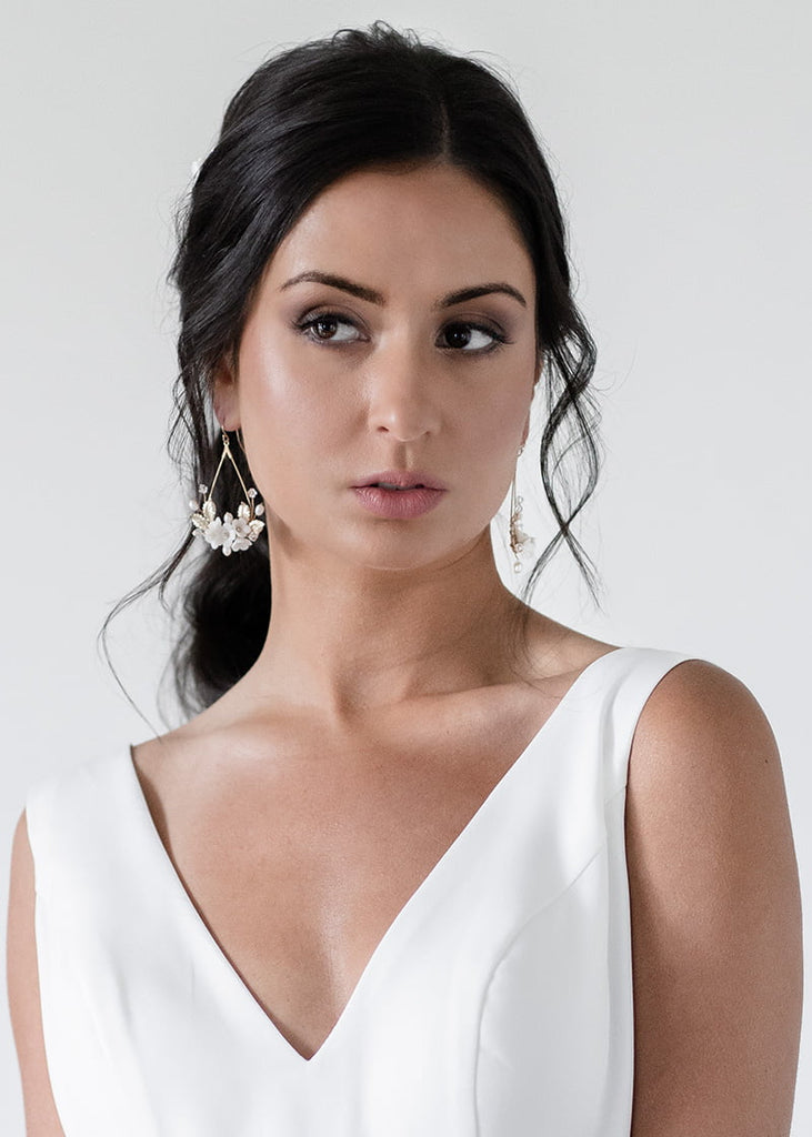 Olivia floral earrings for brides