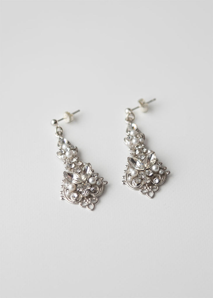 Perles silver wedding earrings