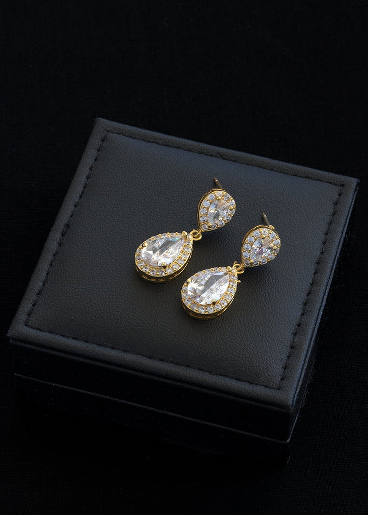 Nicola gold bridal earrings