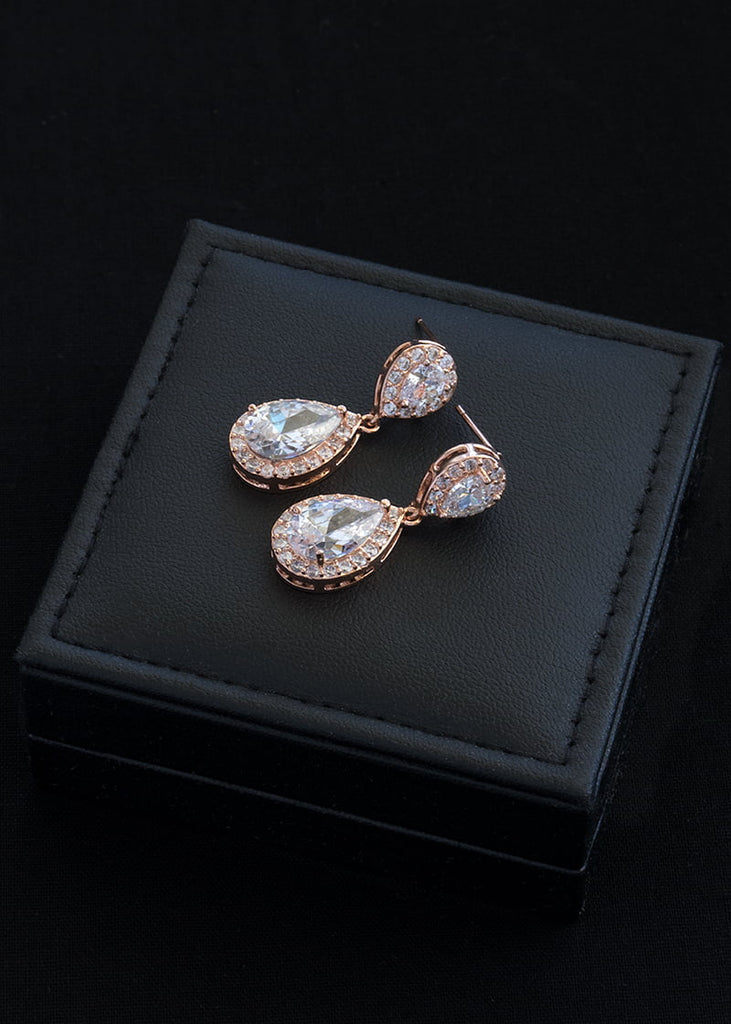 Nicola rose gold bridal earrings